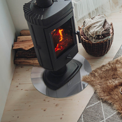 Runde Glasbodenplatte Kamin Farbe Grau