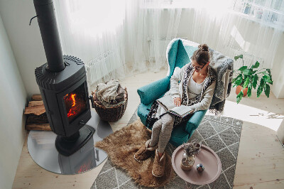 Runde Glasbodenplatte Kamin Farbe Grau