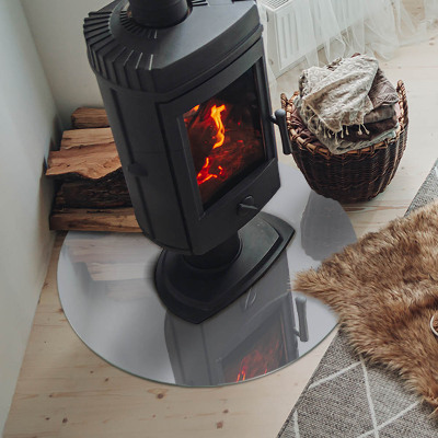 Runde Glasbodenplatte Kamin Farbe Grau