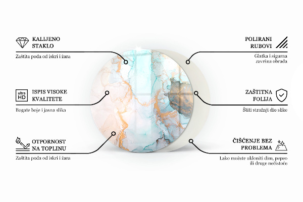 Runde Funkenschutzplatte aus Glas Farbe Braun