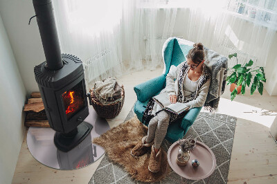 Runde Glasbodenplatte Kamin Farbe Hellviolett