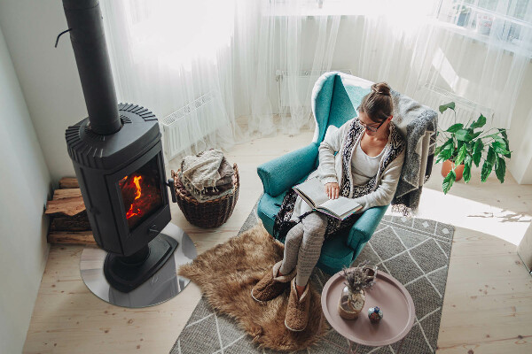 Runde Glasplatte für Kaminofen Farbe Grau