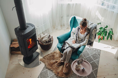 Runde Glasplatte für Kaminofen Farbe Beige