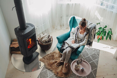 Runde Glasplatte für Kaminofen Farbe Beige