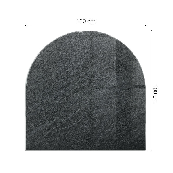 Halbrunde Funkenschutzplatte Glas Natursteinmuster