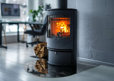 Halbrunde Glasbodenplatte Kamin Geometrie im dreidimensionalen Raum