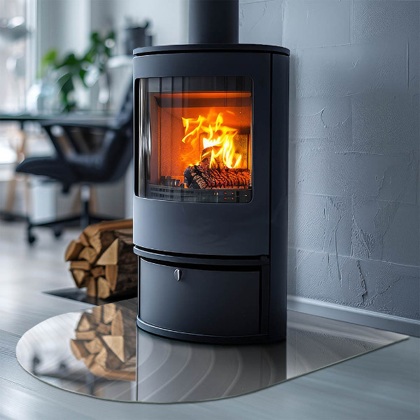 Halbrunde Funkenschutzplatte Glas Wellen subtiler Formen