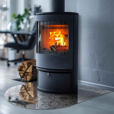 Halbrunde Glasbodenplatte Kamin Geflieste dekorative Muster