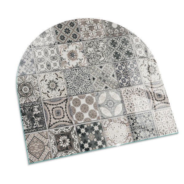 Halbrunde Glasbodenplatte Kamin Geflieste dekorative Muster