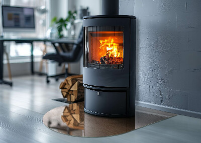 Halbrunde Funkenschutzplatte Glas Holzinspiriertes Muster