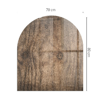 Halbrunde Glasbodenplatte Kamin Kiefernholzmuster