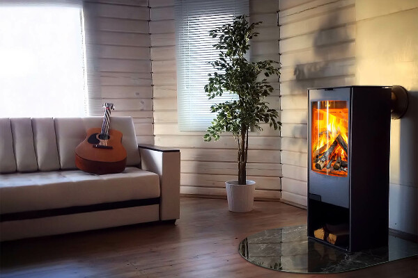 Halbrunde Glasbodenplatte Kamin Stilvolles Marmormotiv