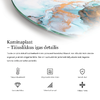 Halbrunde Funkenschutzplatte Glas Steinmuster inspiriert von der Natur