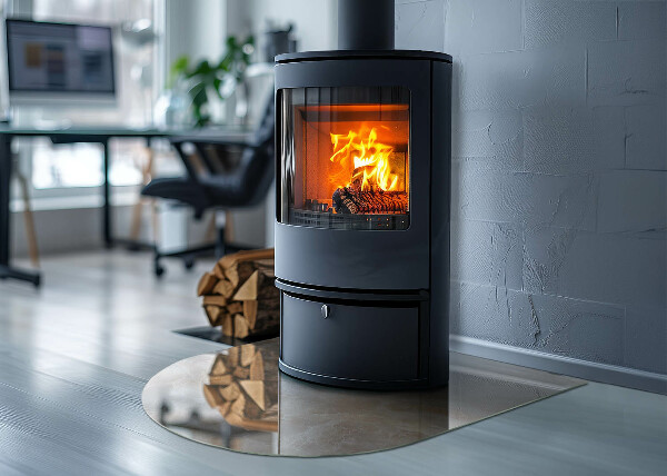 Halbrunde Funkenschutzplatte Glas Steinmuster inspiriert von der Natur