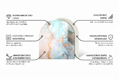 Halbrunde Funkenschutzplatte Glas Steinmuster inspiriert von der Natur