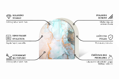 Halbrunde Funkenschutzplatte Glas Steinmuster inspiriert von der Natur