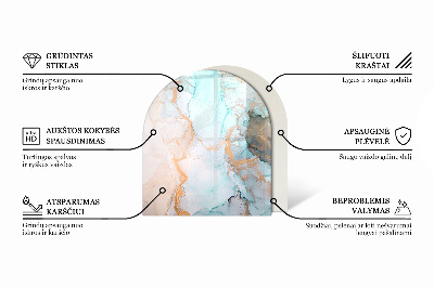 Halbrunde Funkenschutzplatte Glas Steinmuster inspiriert von der Natur