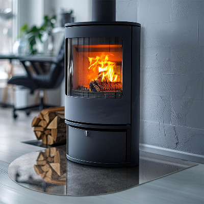 Halbrunde Glasplatte für Kaminofen Rohstrukturmuster