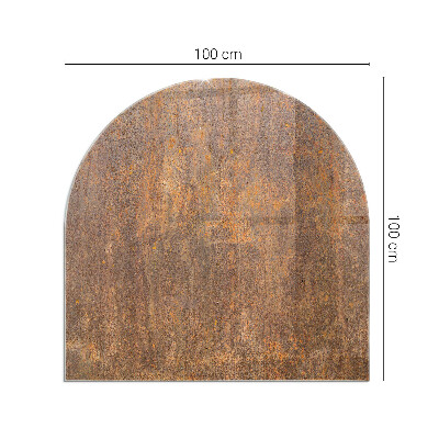 Halbrunde Glasbodenplatte Kamin Rostabdruck auf Metalloberfläche