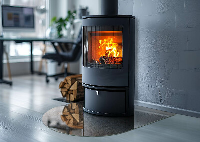 Halbrunde Glasplatte für Kaminofen Abstraktes Muster mit unterschiedlichen Texturen