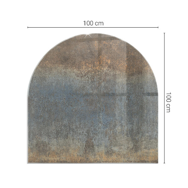 Halbrunde Glasplatte für Kaminofen Abstraktes Muster mit unterschiedlichen Texturen