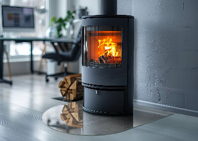 Halbrunde Glasbodenplatte Kamin Rohbetonstruktur