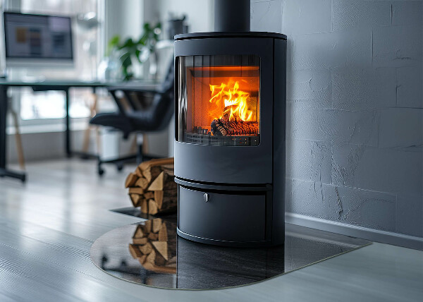 Halbrunde Glasbodenplatte Kamin Muster der Gesteinsstruktur