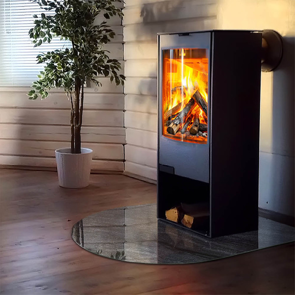 Halbrunde Glasbodenplatte Kamin Muster der Gesteinsstruktur