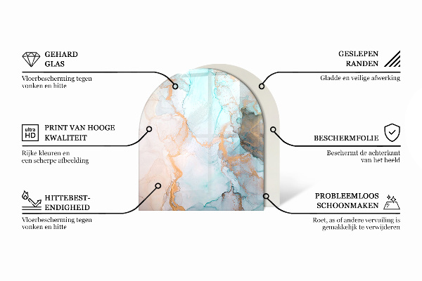 Halbrunde Glasplatte für Kaminofen Stilvolles Pflanzenmotiv