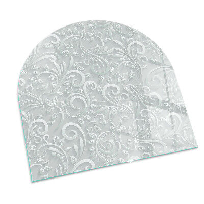 Halbrunde Glasplatte für Kaminofen Stilvolles Pflanzenmotiv