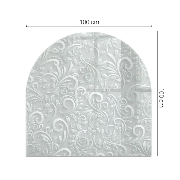 Halbrunde Glasplatte für Kaminofen Stilvolles Pflanzenmotiv