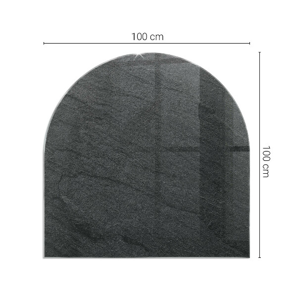 Halbrunde Funkenschutzplatte Glas Steinstrukturmuster