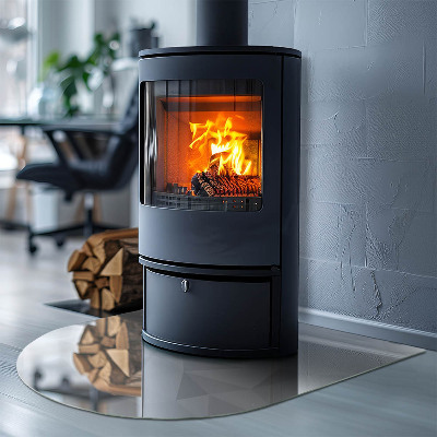 Halbrunde Glasplatte für Kaminofen Geometrische Abstraktion in Formen