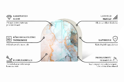 Halbrunde Glasbodenplatte Kamin Rostmuster im Hintergrund