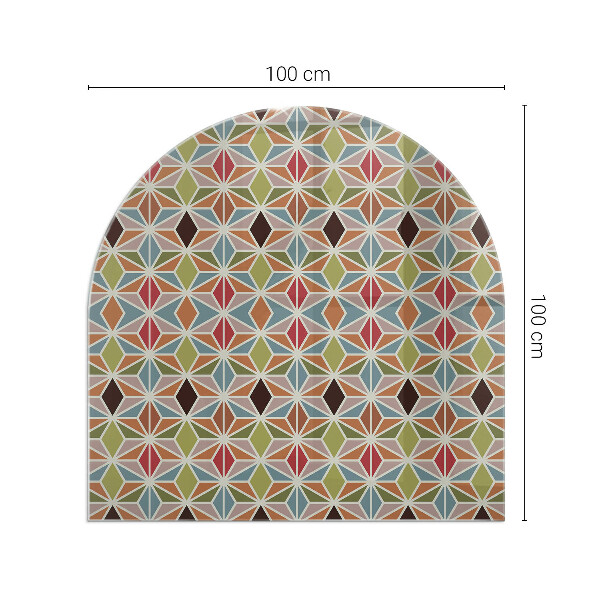 Halbrunde Glasplatte für Kaminofen Polygonale Muster im Web