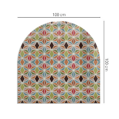 Halbrunde Glasplatte für Kaminofen Polygonale Muster im Web