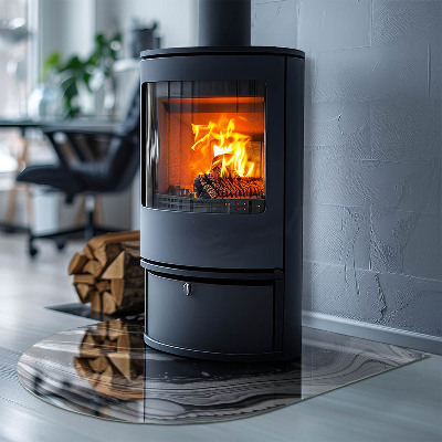 Halbrunde Glasbodenplatte Kamin Abstrakte wellenförmige und lineare Muster