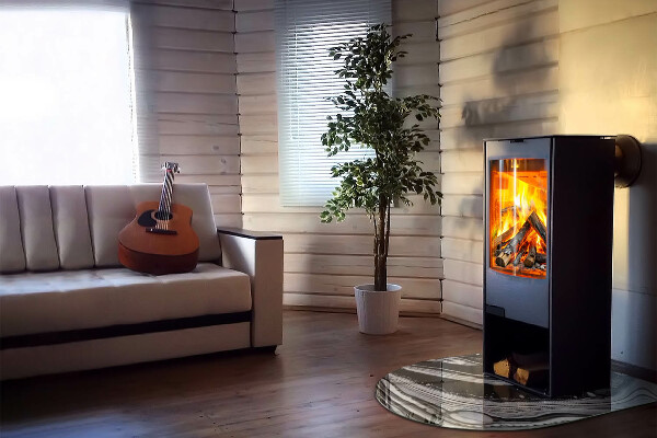 Halbrunde Glasbodenplatte Kamin Abstrakte wellenförmige und lineare Muster