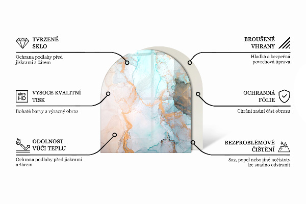 Halbrunde Funkenschutzplatte Glas Betonstruktur im Rohstil