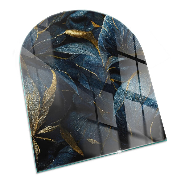 Halbrunde Glasplatte für Kaminofen Stilvolle Blätter in der Struktur