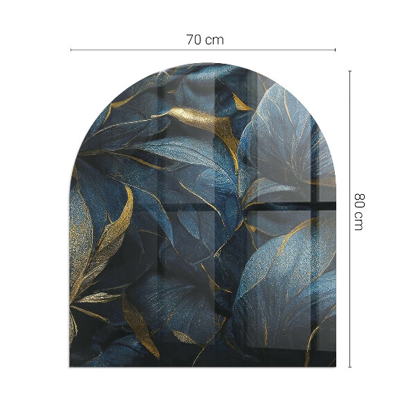 Halbrunde Glasplatte für Kaminofen Stilvolle Blätter in der Struktur