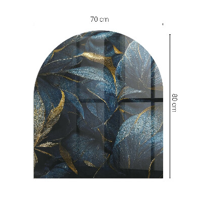 Halbrunde Glasplatte für Kaminofen Stilvolle Blätter in der Struktur