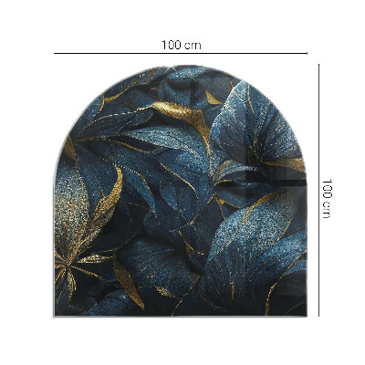 Halbrunde Glasplatte für Kaminofen Stilvolle Blätter in der Struktur