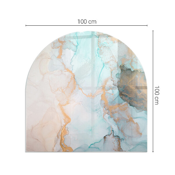 Halbrunde Glasbodenplatte Kamin Fließendes abstraktes Motiv