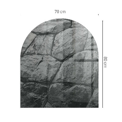 Halbrunde Glasplatte für Kaminofen Steinoptik in natürlicher Ausführung