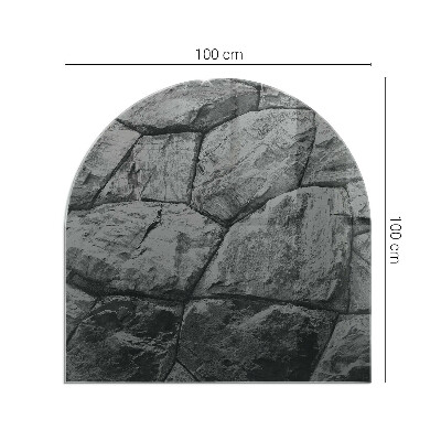 Halbrunde Glasplatte für Kaminofen Steinoptik in natürlicher Ausführung
