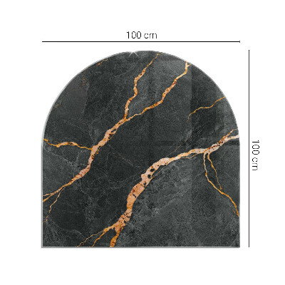 Halbrunde Glasbodenplatte Kamin Marmoroptik mit feiner Maserung