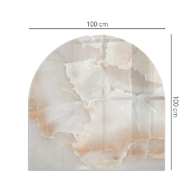 Halbrunde Funkenschutzplatte Glas Steinmotiv
