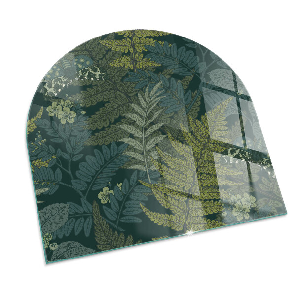 Halbrunde Funkenschutzplatte Glas Pflanzenmuster mit Schmetterlingen
