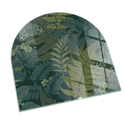 Halbrunde Funkenschutzplatte Glas Pflanzenmuster mit Schmetterlingen